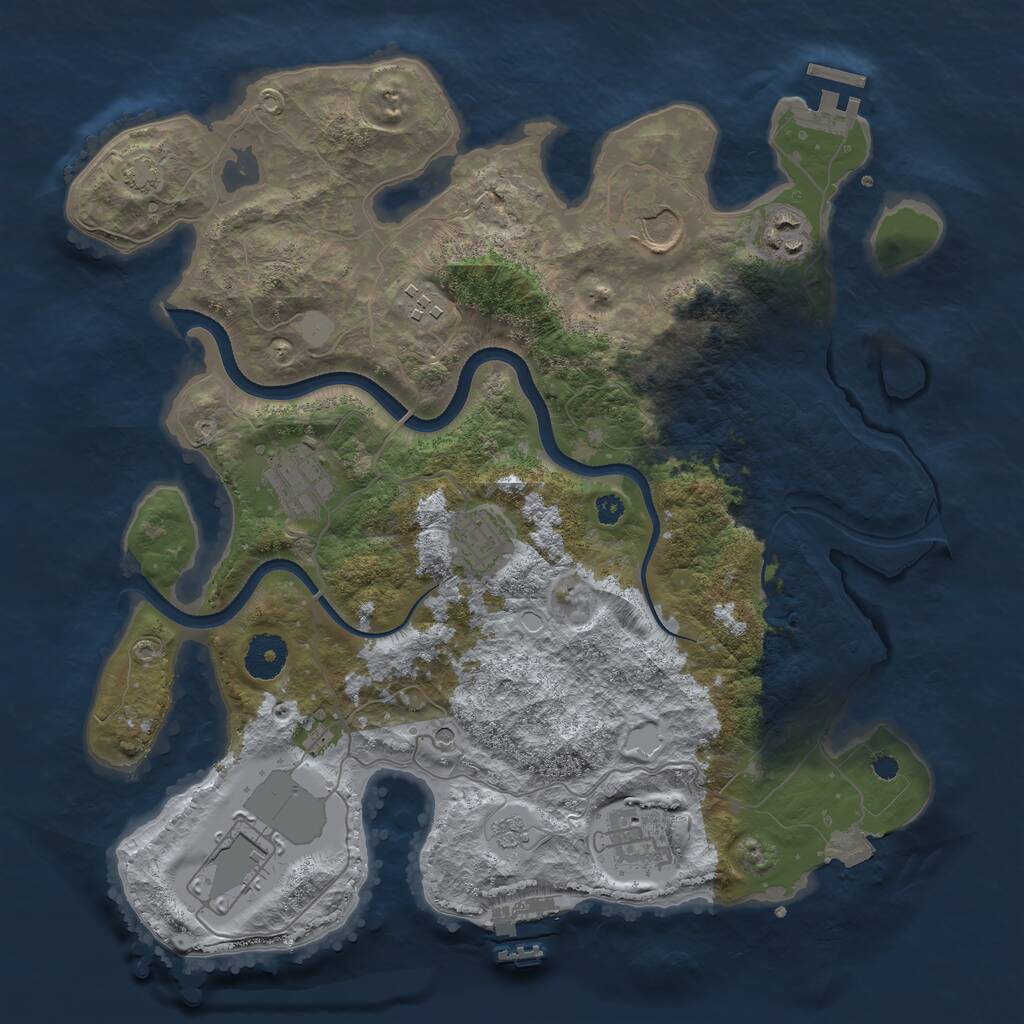 Rust Map: Procedural Map, Size: 3500, Seed: 7758446, 13 Monuments