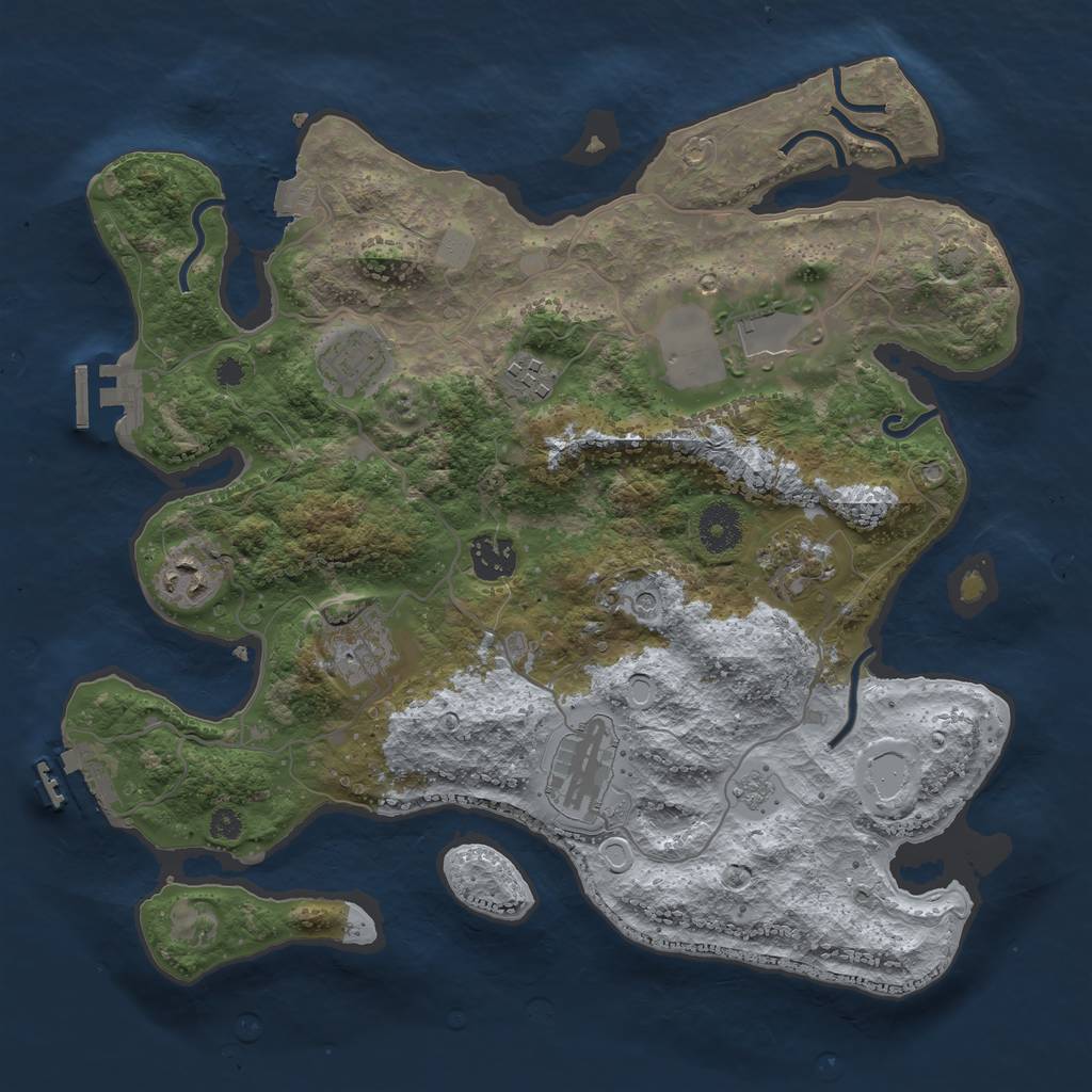 Rust Map: Procedural Map, Size: 3500, Seed: 343566732, 16 Monuments