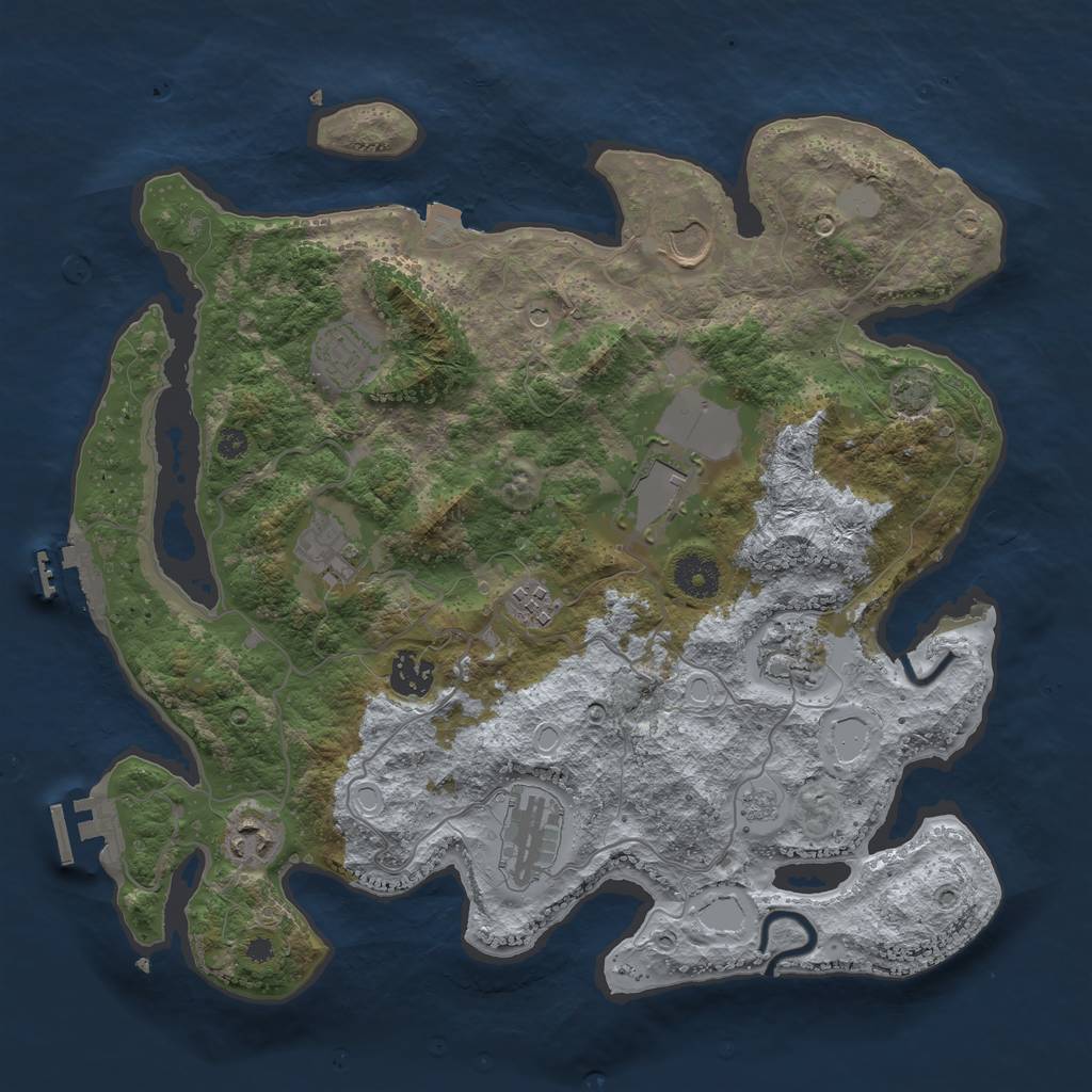 Rust Map: Procedural Map, Size: 3600, Seed: 990299, 17 Monuments