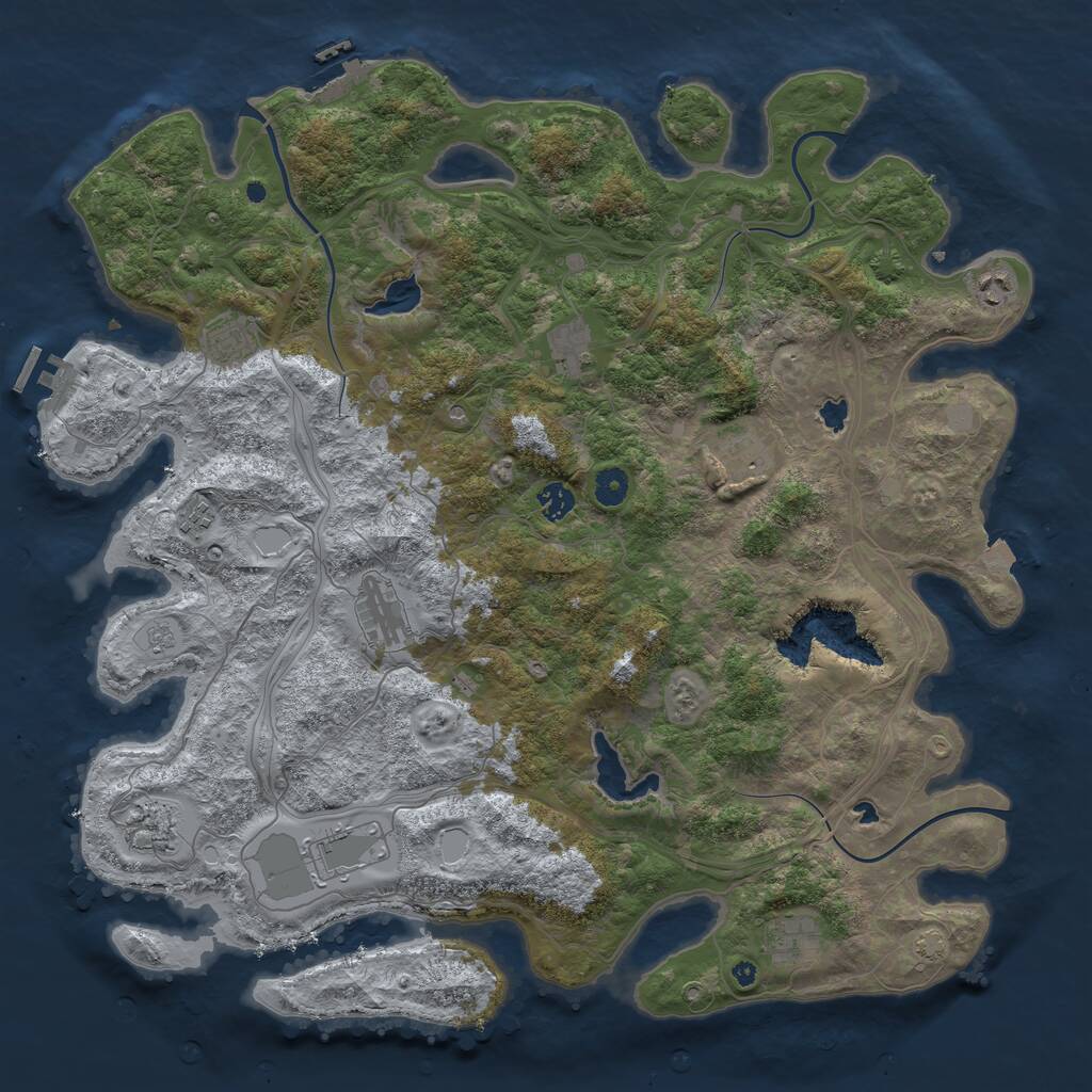 Rust Map: Procedural Map, Size: 4500, Seed: 558704567, 16 Monuments