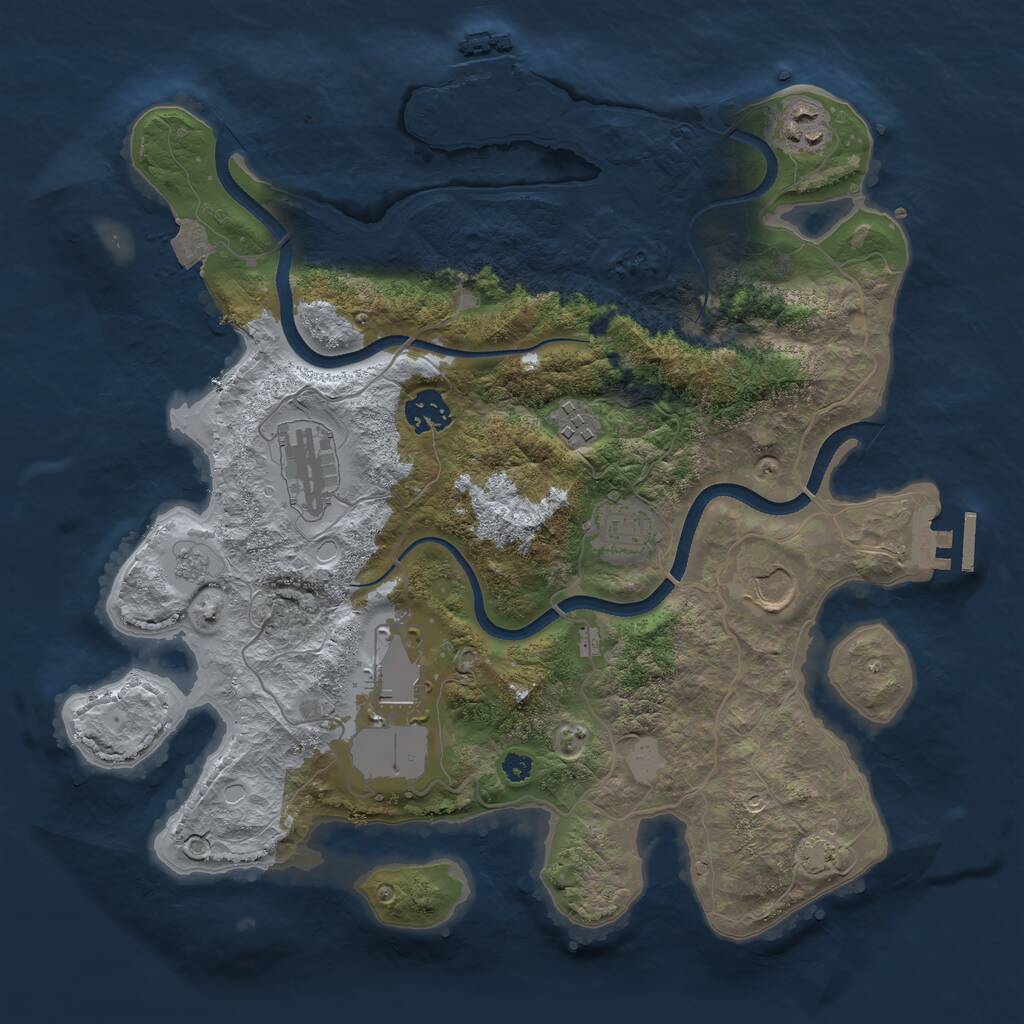 Rust Map: Procedural Map, Size: 3500, Seed: 980849929, 12 Monuments