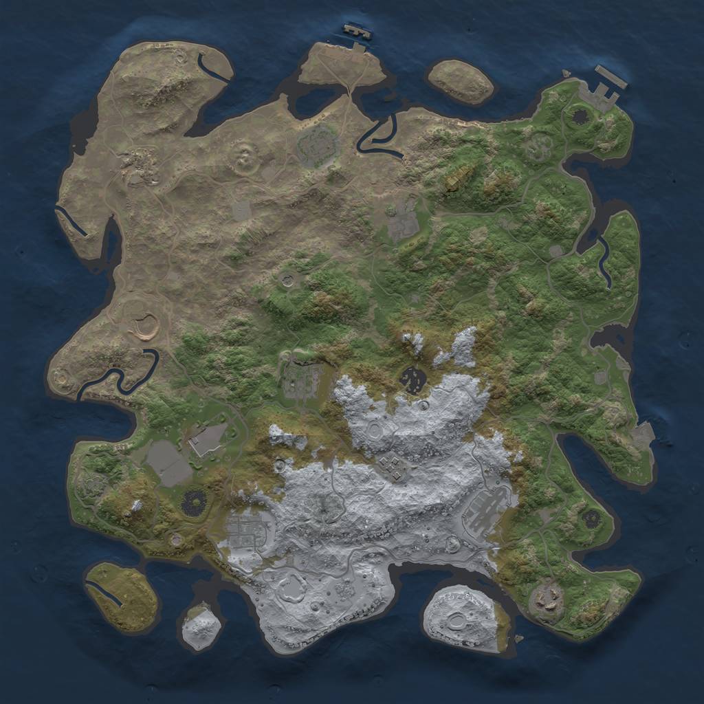 Rust Map: Procedural Map, Size: 4000, Seed: 1147737362, 19 Monuments