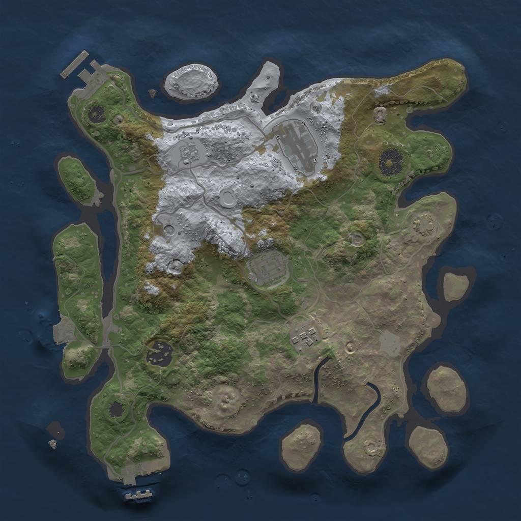 Rust Map: Procedural Map, Size: 3000, Seed: 1258124656, 12 Monuments