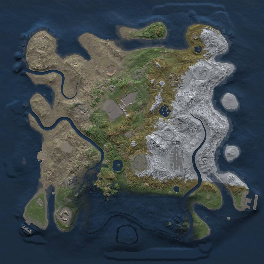 Rust Map: Procedural Map, Size: 3500, Seed: 815427393, 14 Monuments