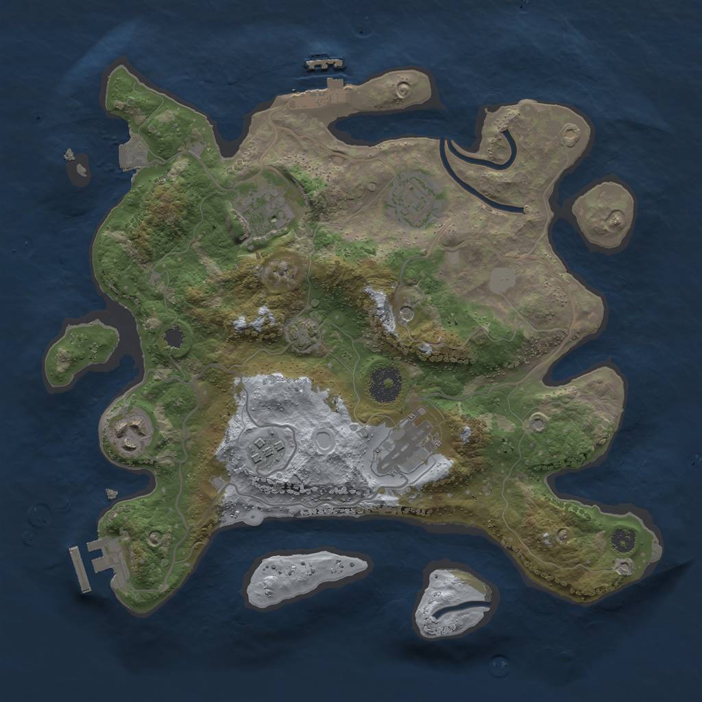 Rust Map: Procedural Map, Size: 3000, Seed: 75408, 12 Monuments