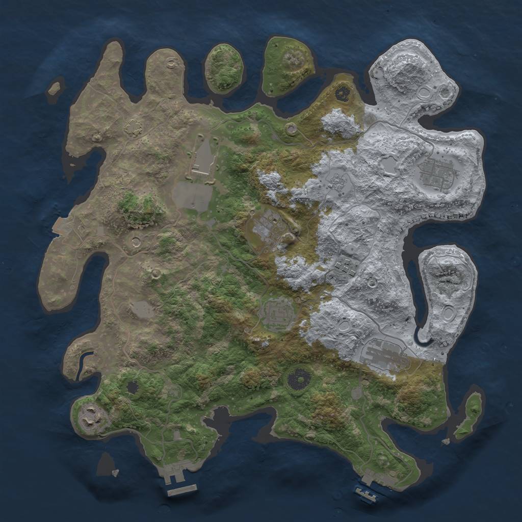 Rust Map: Procedural Map, Size: 3550, Seed: 27739297, 15 Monuments