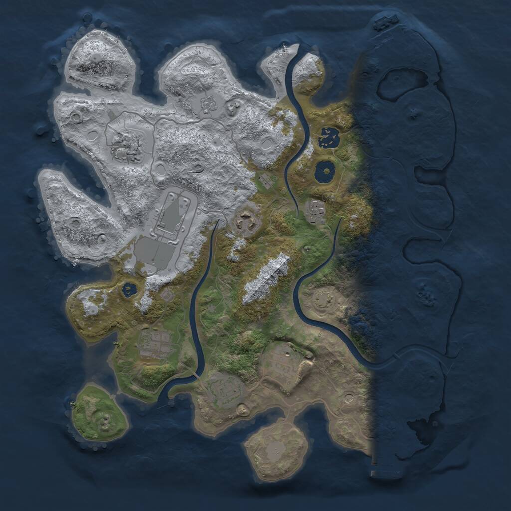 Rust Map: Procedural Map, Size: 3500, Seed: 1024917230, 14 Monuments