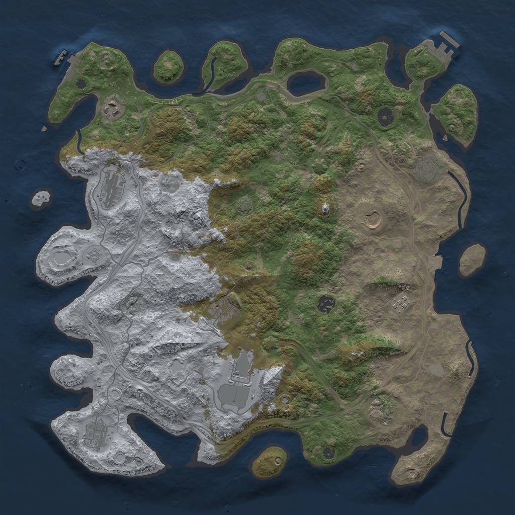 Rust Map: Procedural Map, Size: 4500, Seed: 1498382605, 18 Monuments