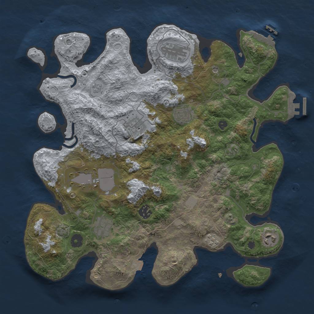 Rust Map: Procedural Map, Size: 3600, Seed: 7792972, 16 Monuments