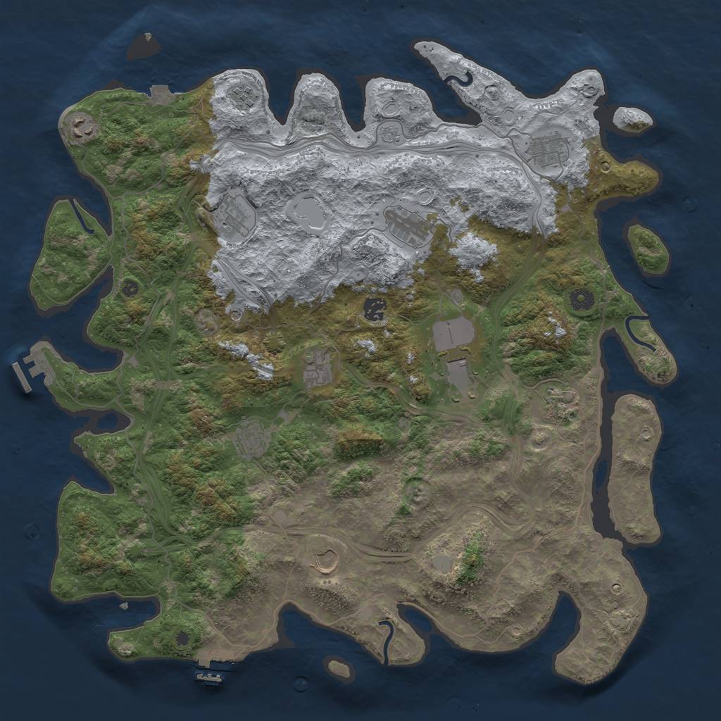 Rust Map: Procedural Map, Size: 4500, Seed: 2066714839, 19 Monuments