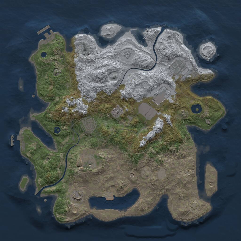 Rust Map: Procedural Map, Size: 3500, Seed: 215715899, 12 Monuments
