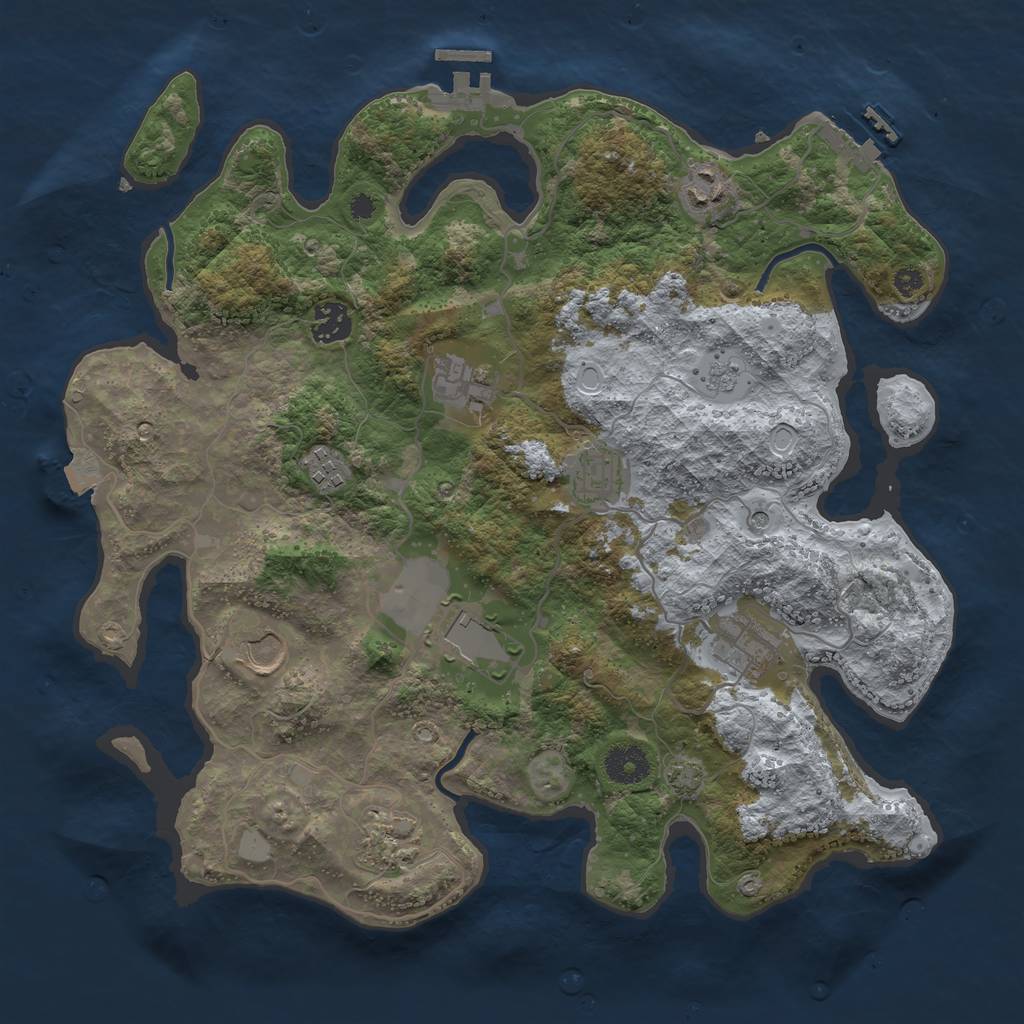 Rust Map: Procedural Map, Size: 3650, Seed: 64544061, 17 Monuments