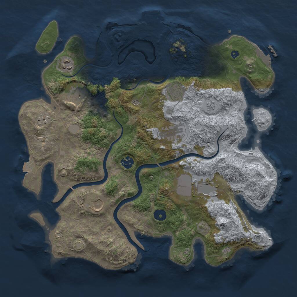 Rust Map: Procedural Map, Size: 3650, Seed: 64544061, 14 Monuments