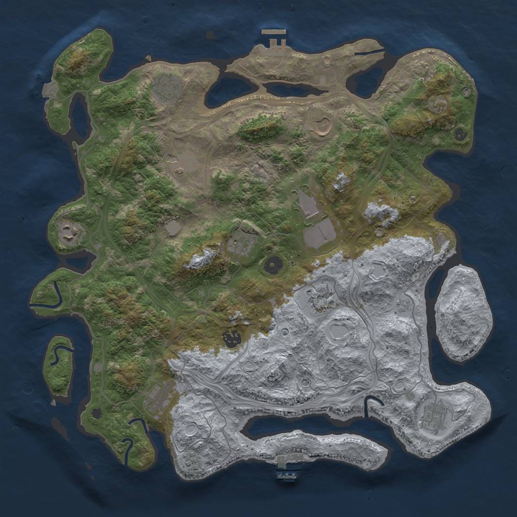 Rust Map: Procedural Map, Size: 4250, Seed: 2136262964, 19 Monuments