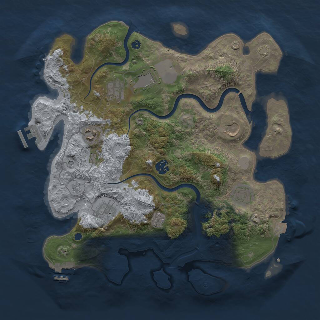 Rust Map: Procedural Map, Size: 3500, Seed: 2072739420, 14 Monuments