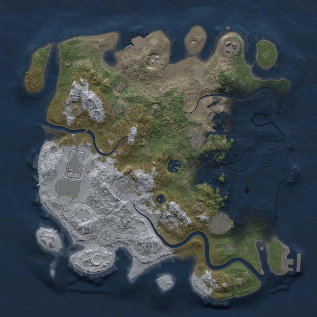 Rust Map: Procedural Map, Size: 3500, Seed: 848431438, 13 Monuments