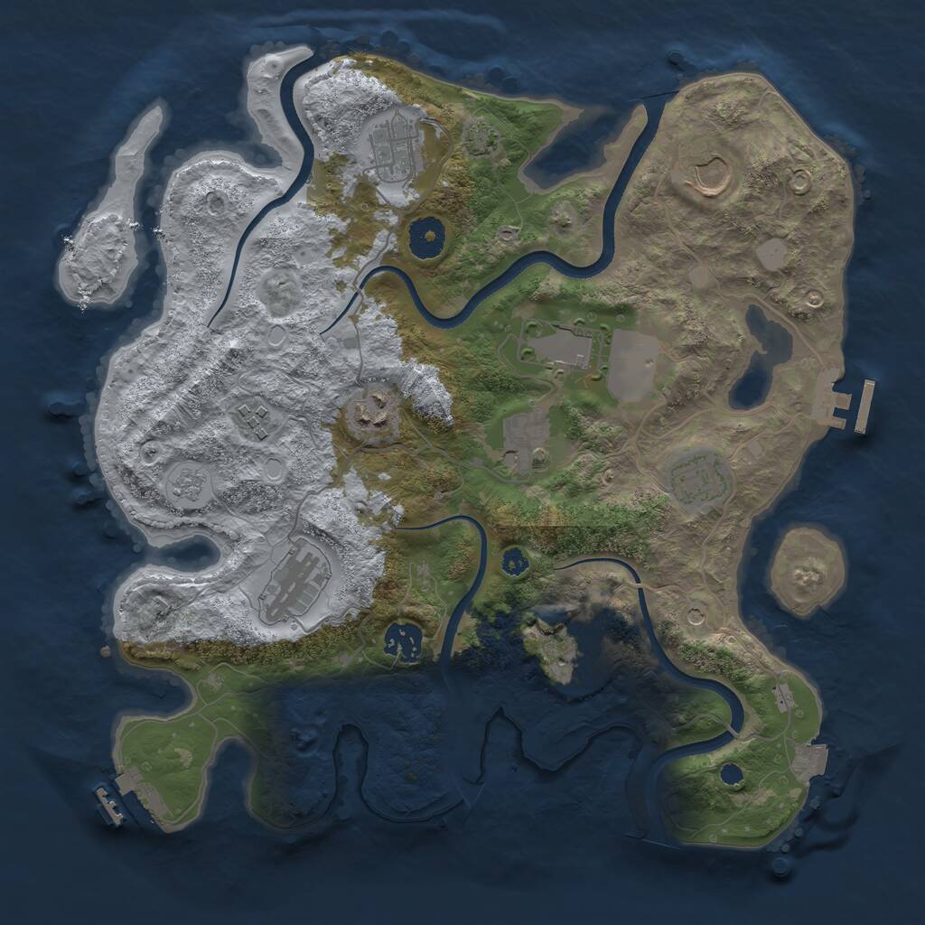 Rust Map: Procedural Map, Size: 3500, Seed: 93892599, 16 Monuments