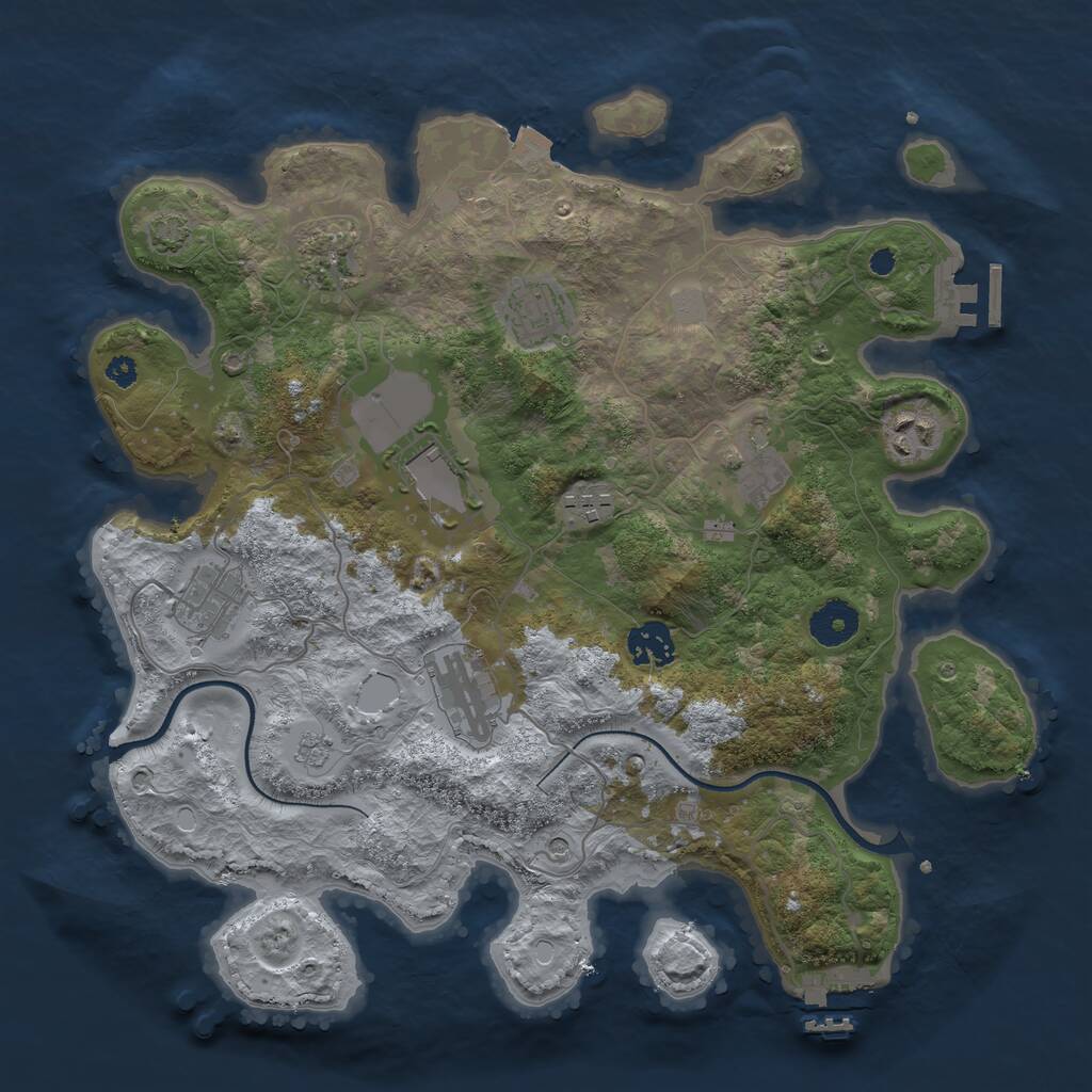 Rust Map: Procedural Map, Size: 3500, Seed: 119318721, 15 Monuments