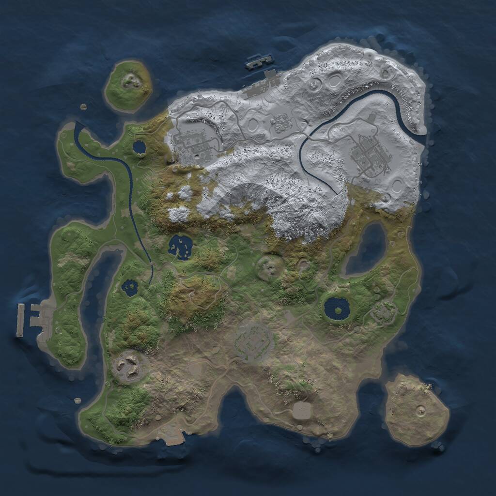Rust Map: Procedural Map, Size: 3000, Seed: 1072965598, 10 Monuments