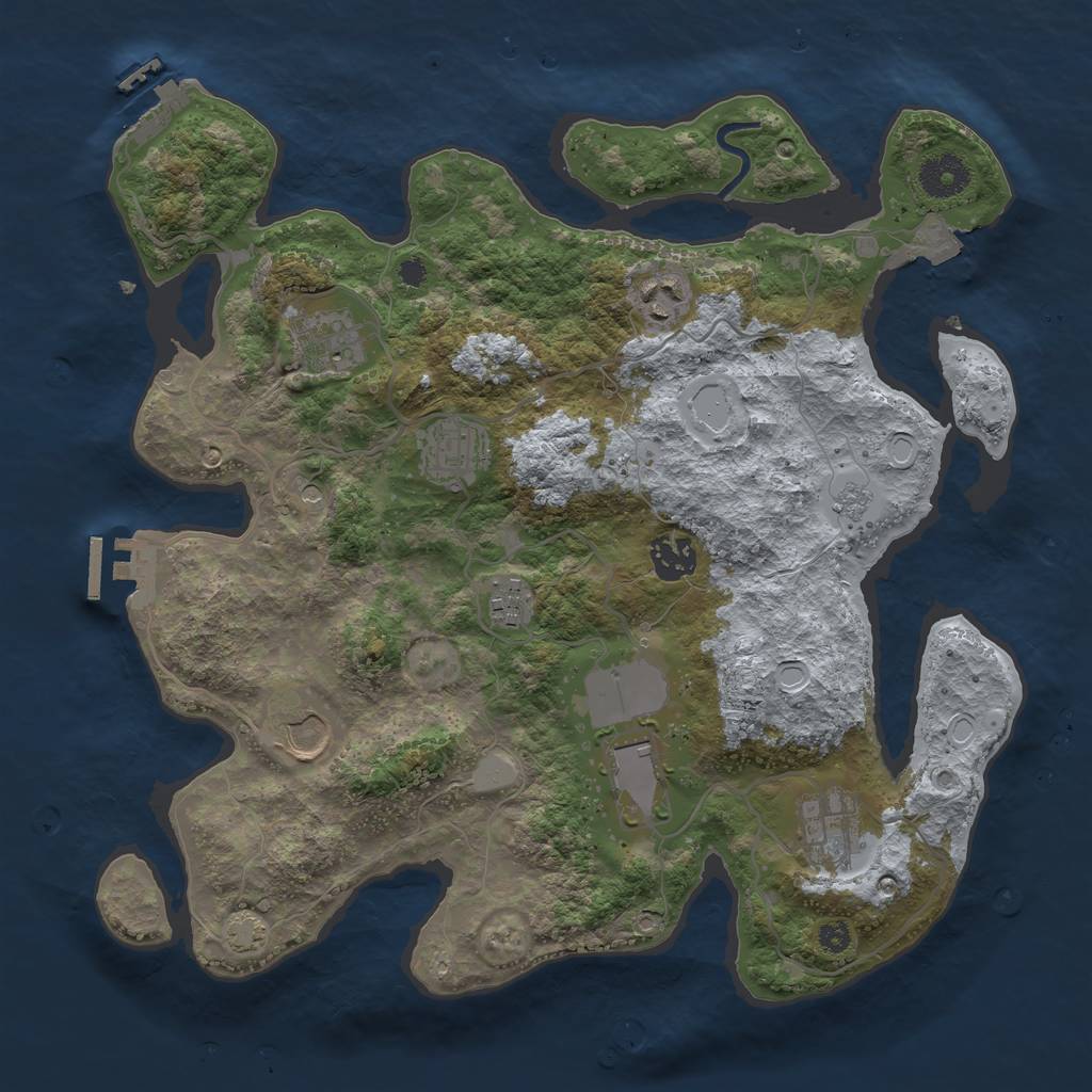Rust Map: Procedural Map, Size: 3500, Seed: 151451205, 16 Monuments