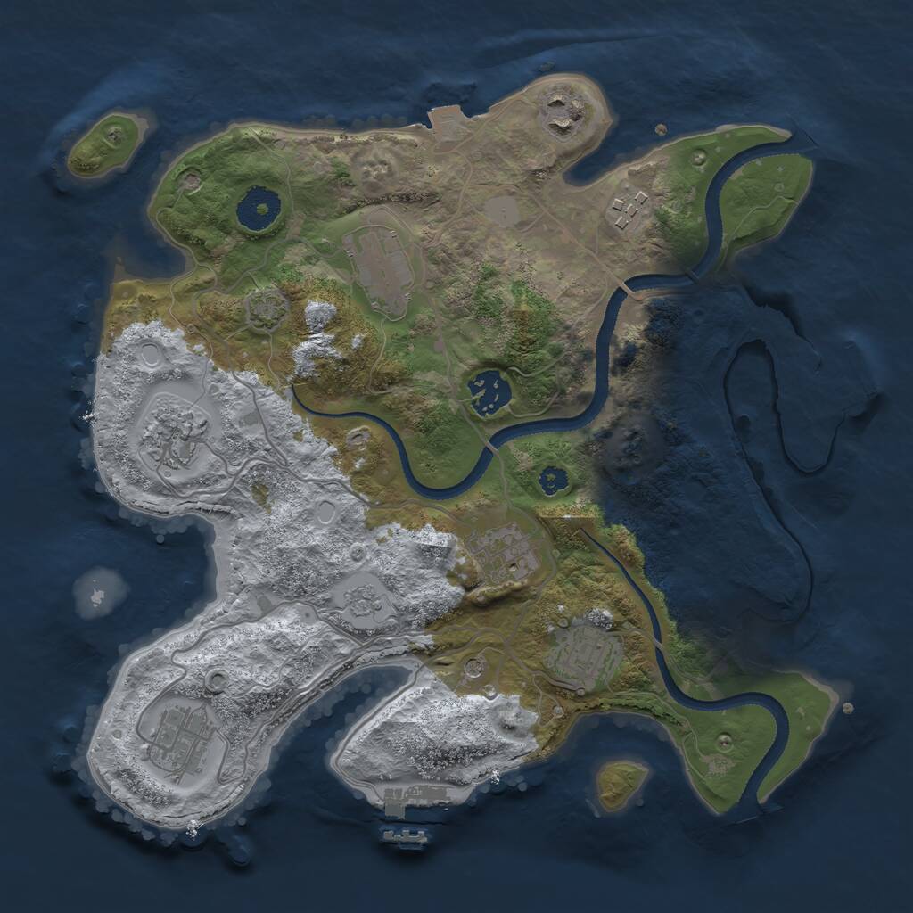 Rust Map: Procedural Map, Size: 3200, Seed: 436325959, 14 Monuments