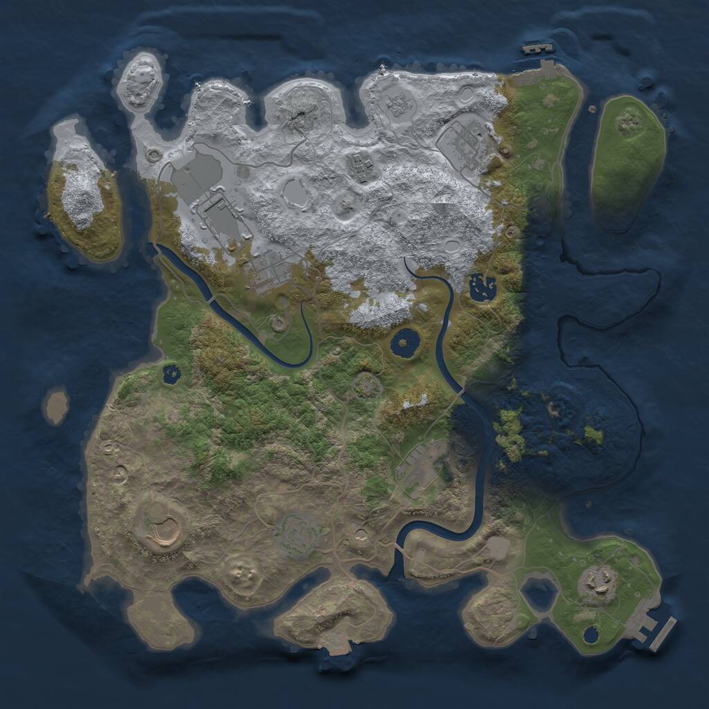 Rust Map: Procedural Map, Size: 3700, Seed: 74561897, 15 Monuments