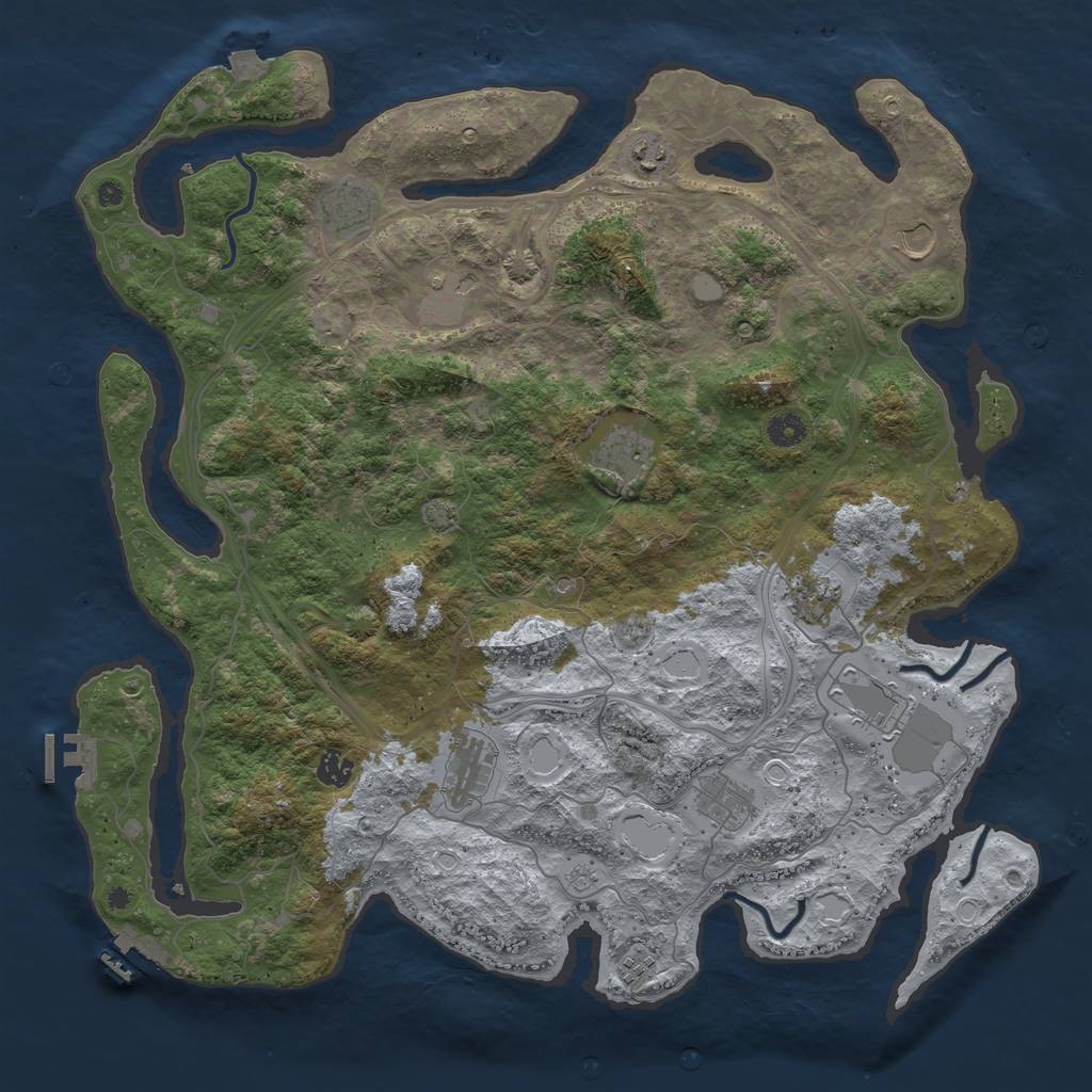 Rust Map: Procedural Map, Size: 4500, Seed: 1892137393, 19 Monuments