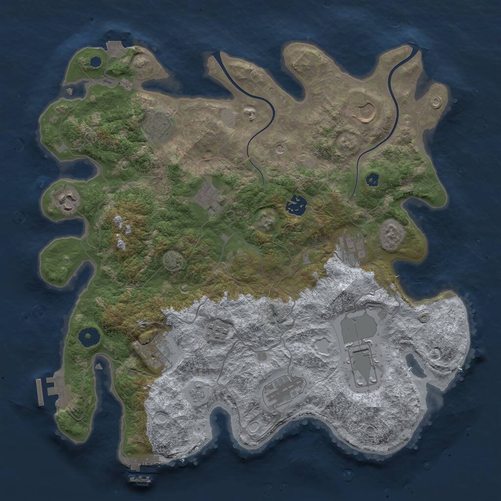 Rust Map: Procedural Map, Size: 3750, Seed: 1242147969, 16 Monuments