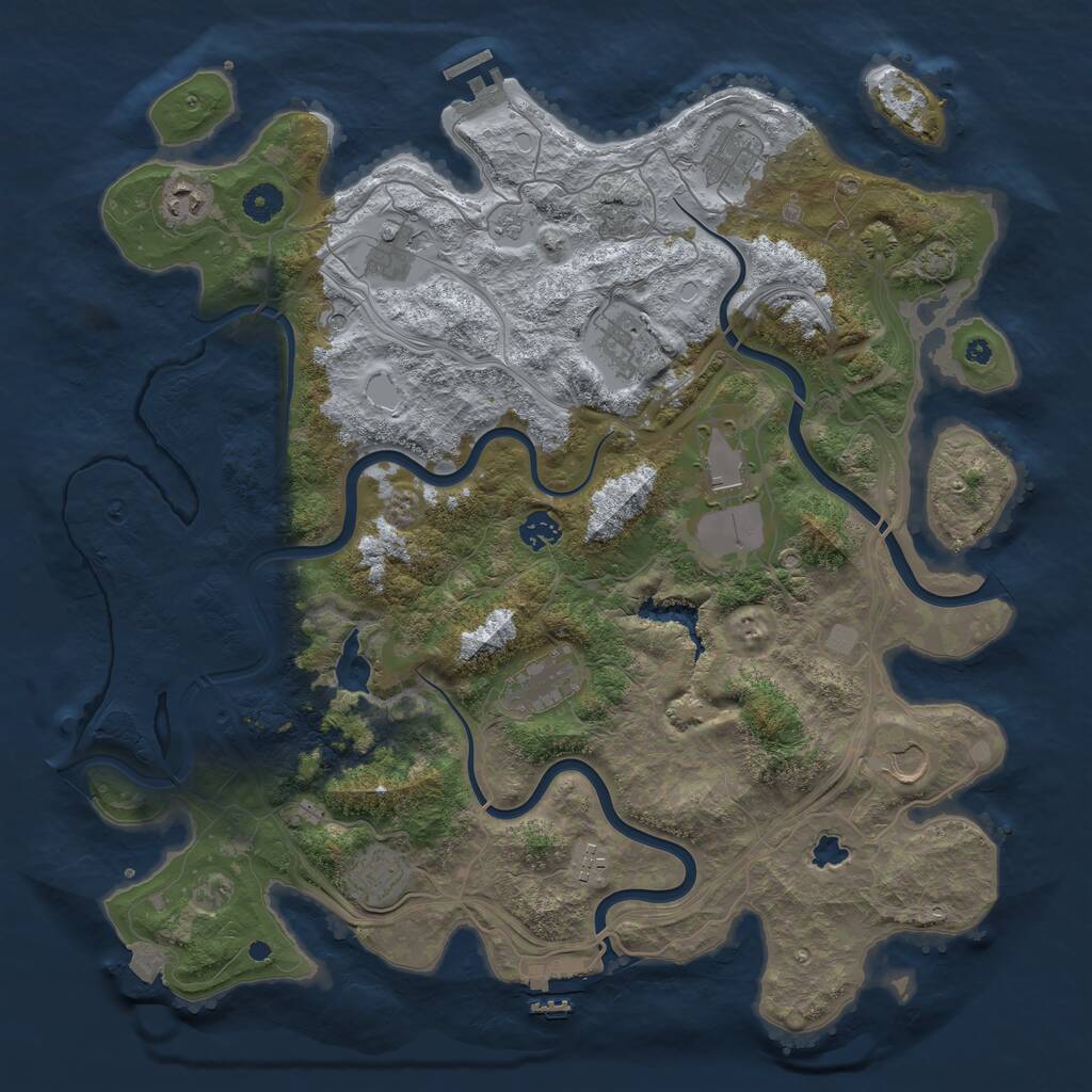 Rust Map: Procedural Map, Size: 4250, Seed: 714111026, 16 Monuments
