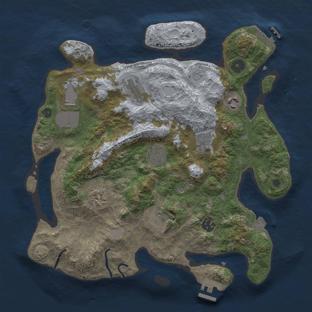 Rust Map: Procedural Map, Size: 3500, Seed: 1111307311, 16 Monuments