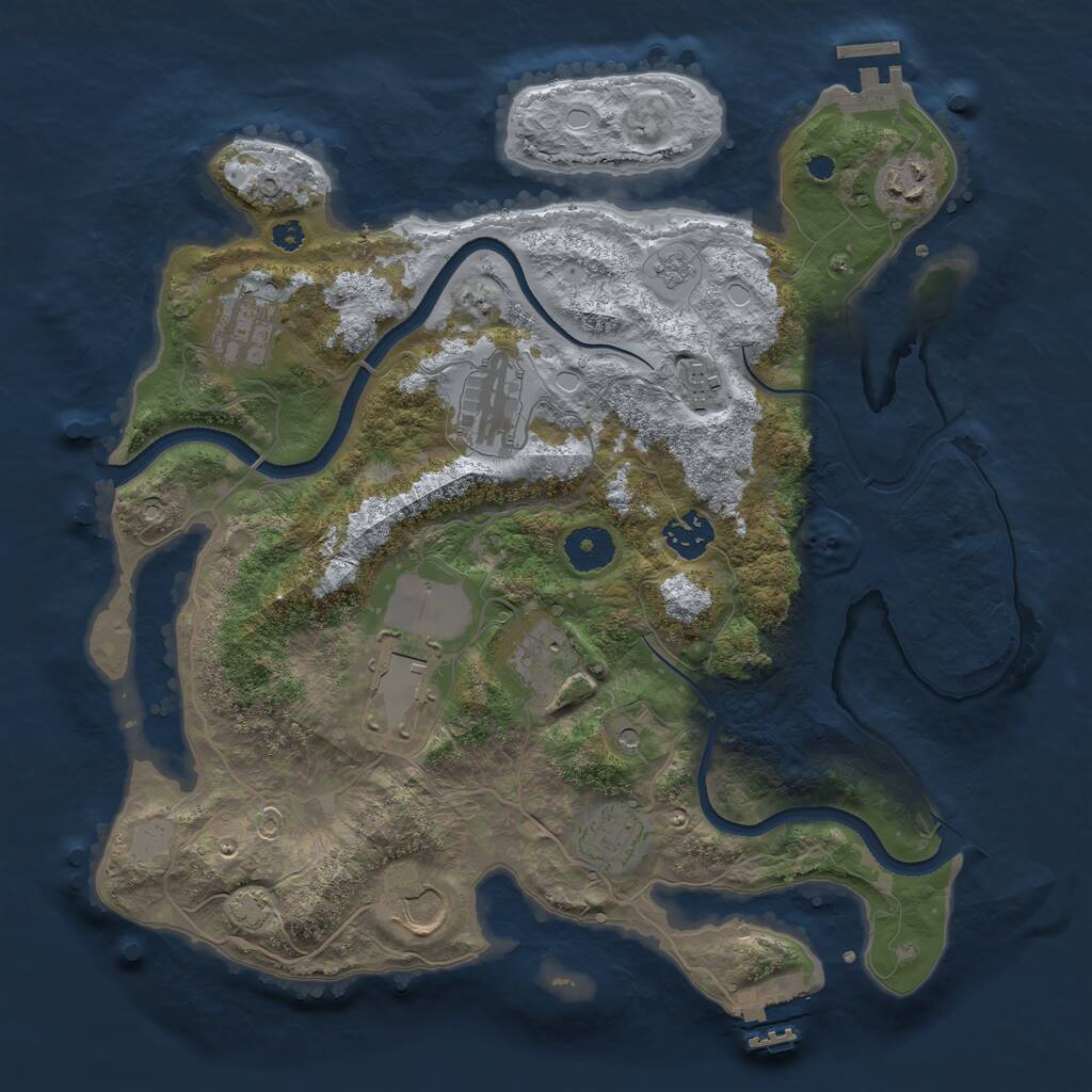 Rust Map: Procedural Map, Size: 3500, Seed: 1111307311, 15 Monuments