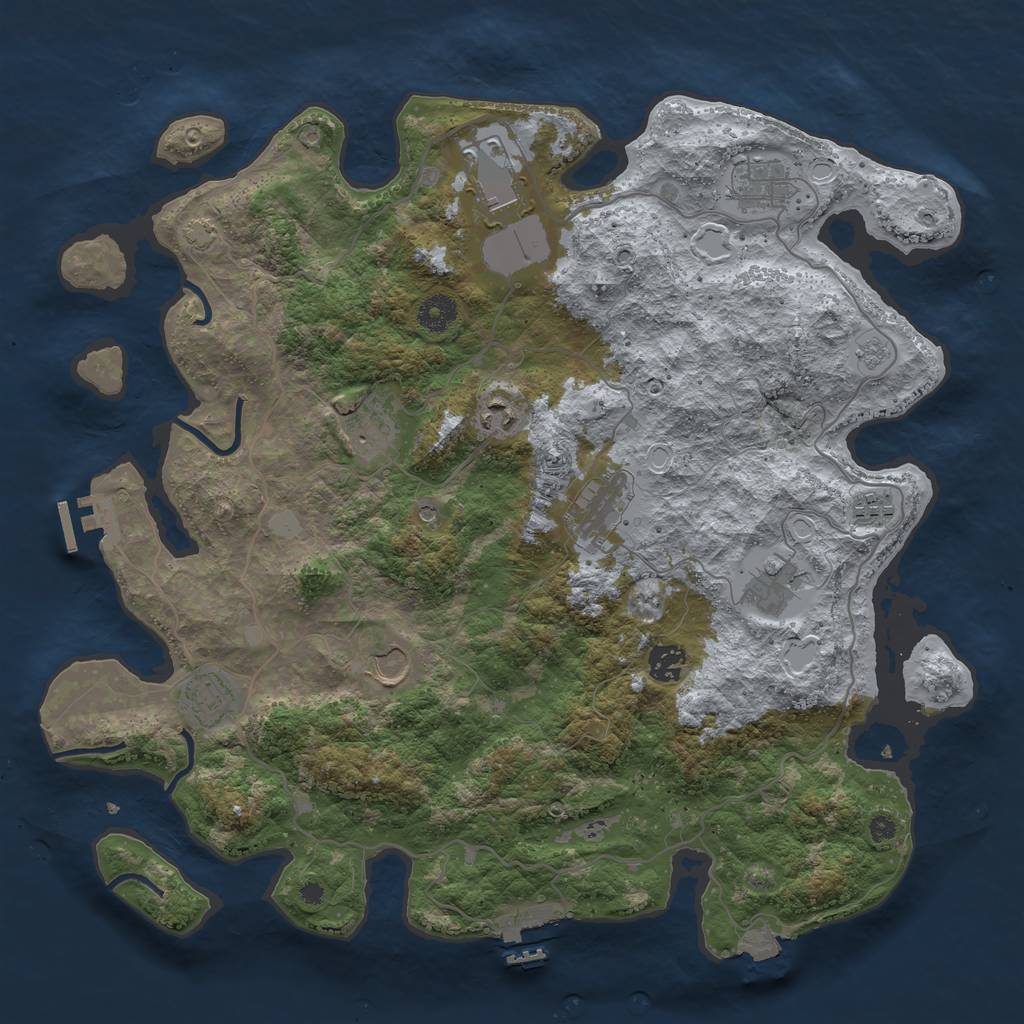 Rust Map: Procedural Map, Size: 4000, Seed: 825815, 18 Monuments