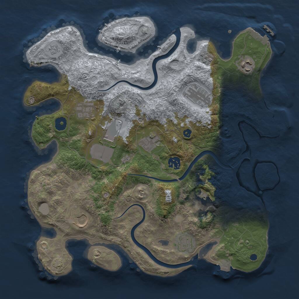 Rust Map: Procedural Map, Size: 3500, Seed: 181546621, 16 Monuments