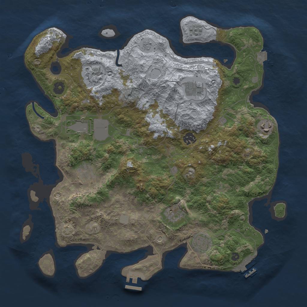 Rust Map: Procedural Map, Size: 3750, Seed: 45089, 17 Monuments