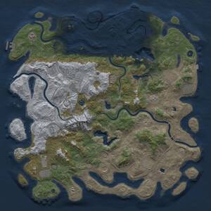 Thumbnail Rust Map: Procedural Map, Size: 5250, Seed: 965874123, 17 Monuments