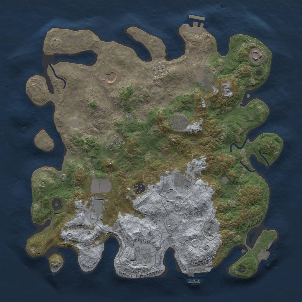 Rust Map: Procedural Map, Size: 3850, Seed: 974867338, 18 Monuments