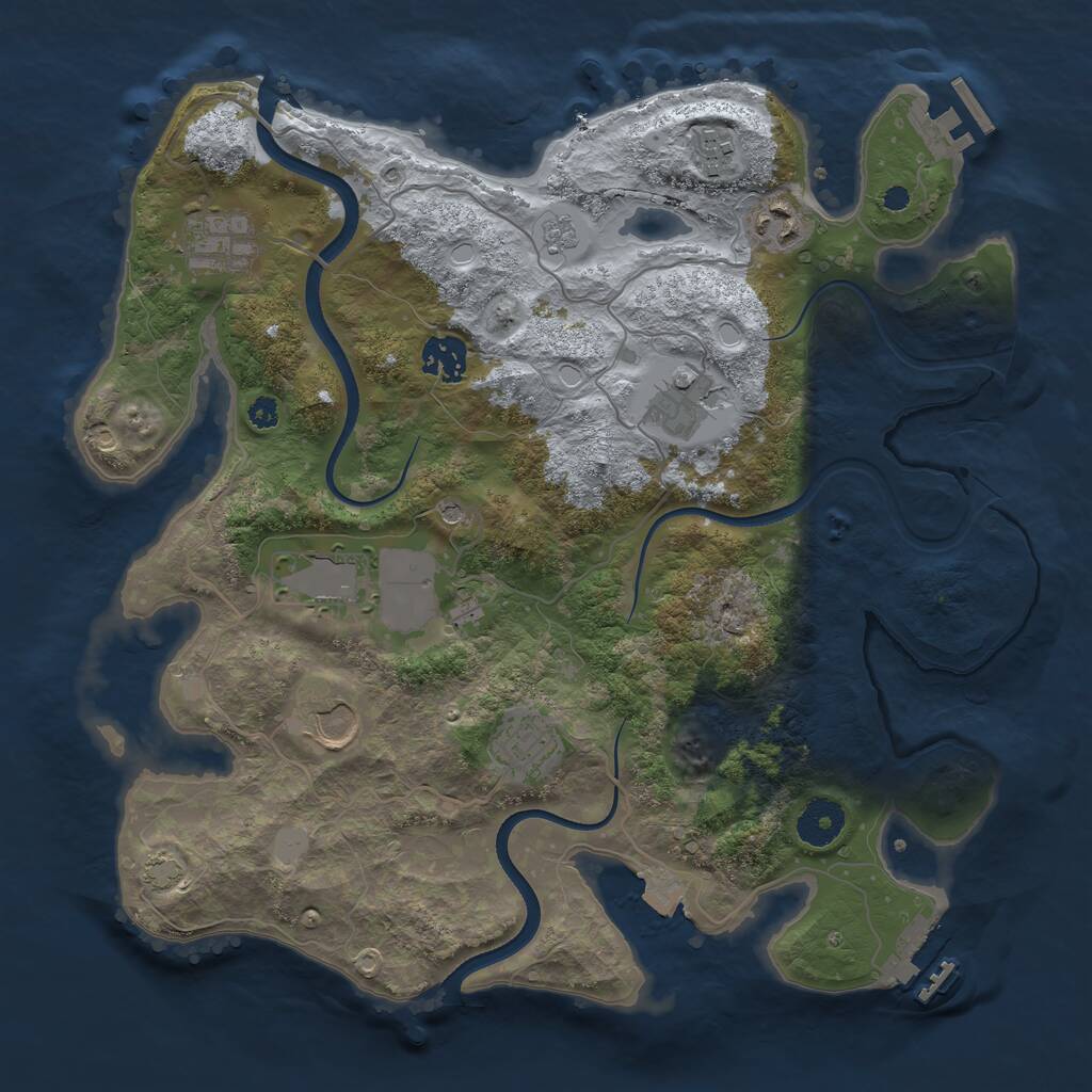 Rust Map: Procedural Map, Size: 3500, Seed: 11006075, 14 Monuments