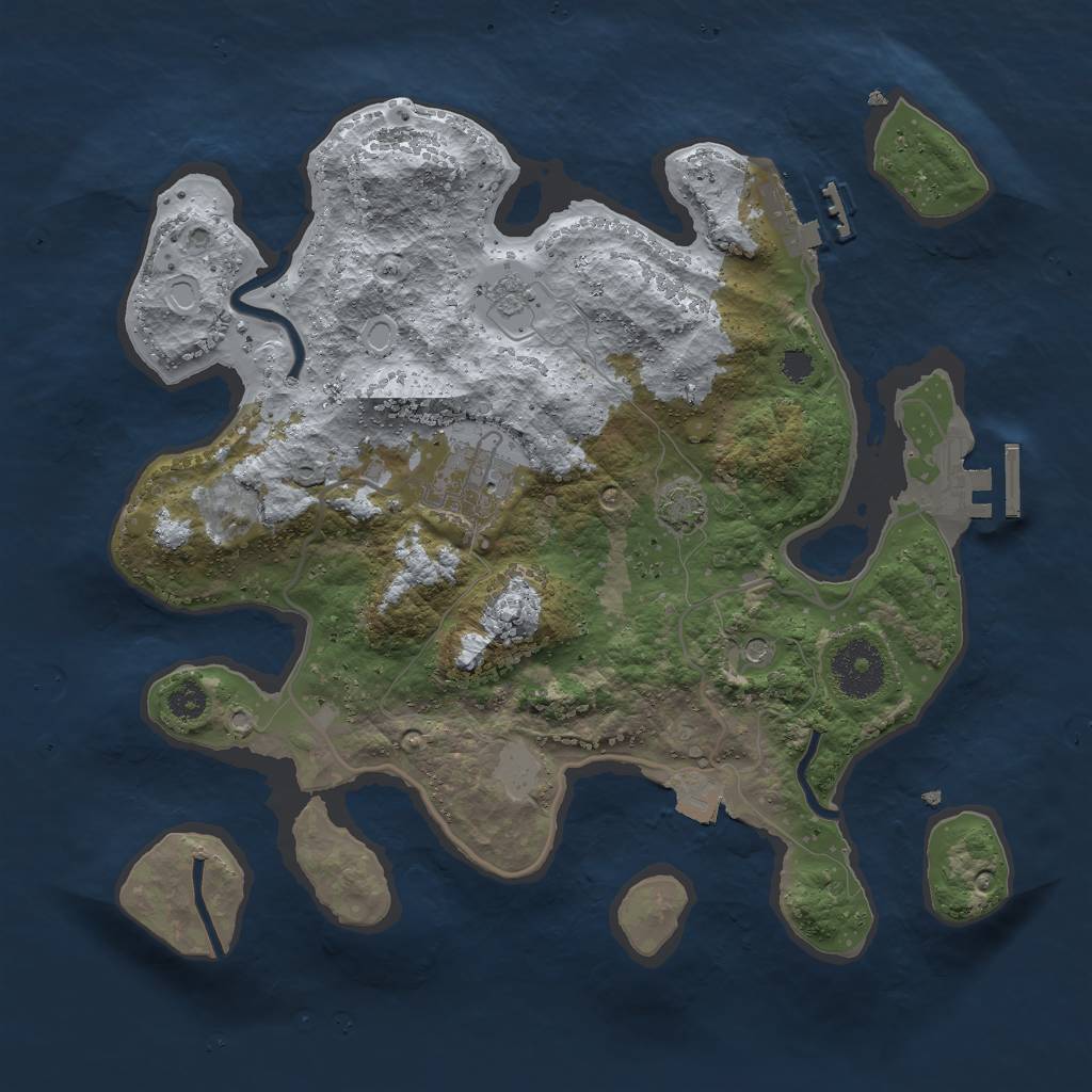 Rust Map: Procedural Map, Size: 3000, Seed: 30418, 9 Monuments