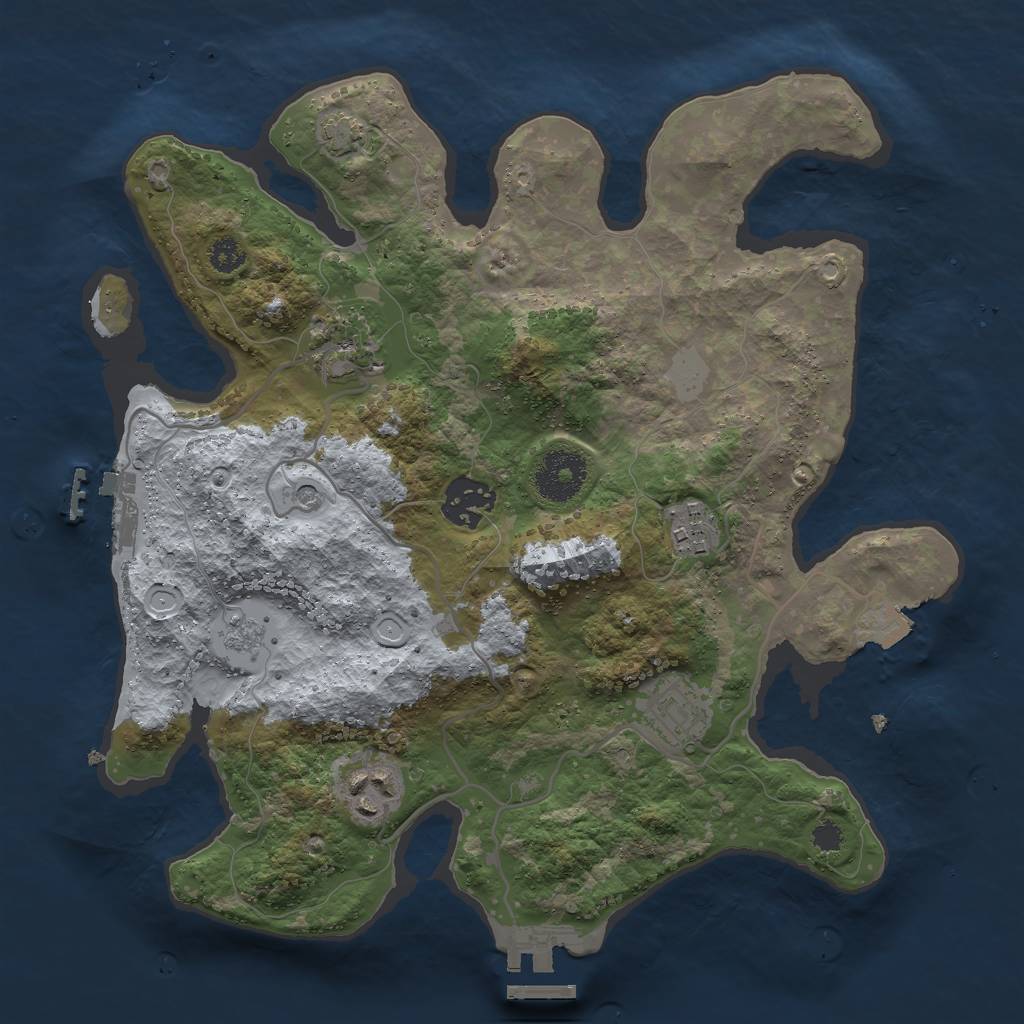 Rust Map: Procedural Map, Size: 3000, Seed: 555107523, 13 Monuments