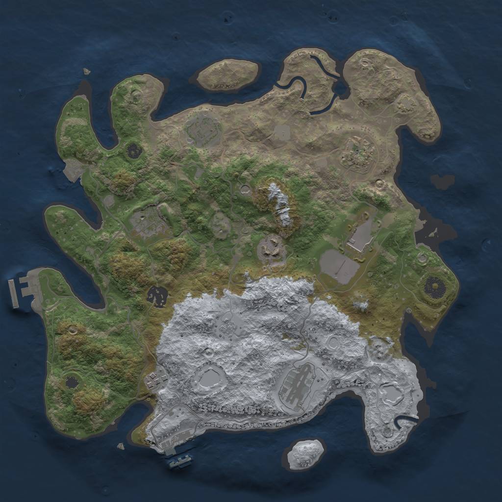 Rust Map: Procedural Map, Size: 3500, Seed: 628824486, 16 Monuments