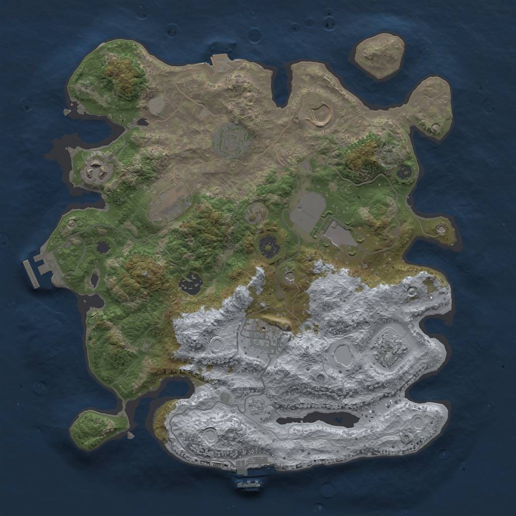 Rust Map: Procedural Map, Size: 3500, Seed: 45554, 16 Monuments