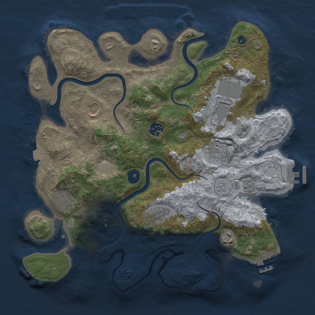 Rust Map: Procedural Map, Size: 3500, Seed: 1916500508, 14 Monuments