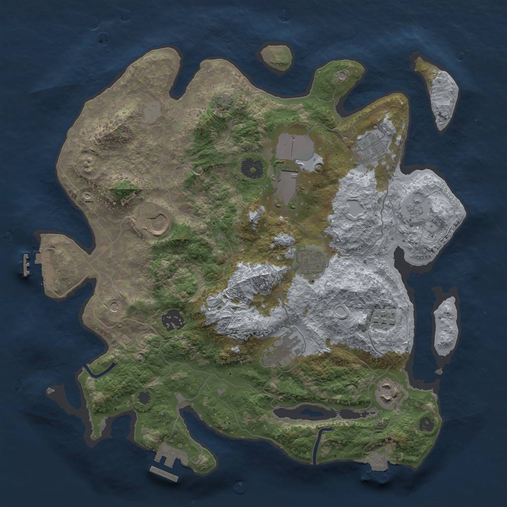 Rust Map: Procedural Map, Size: 3500, Seed: 768344774, 16 Monuments