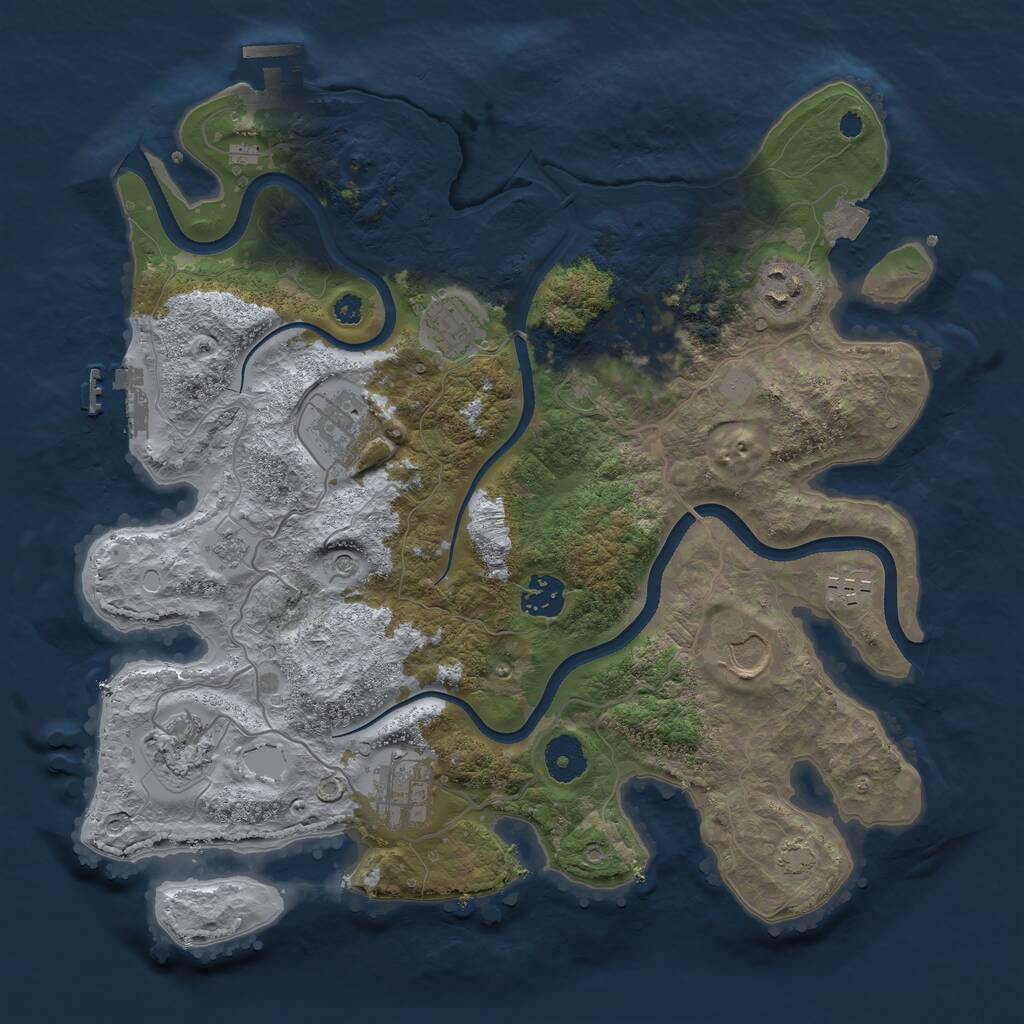 Rust Map: Procedural Map, Size: 3500, Seed: 84808016, 15 Monuments
