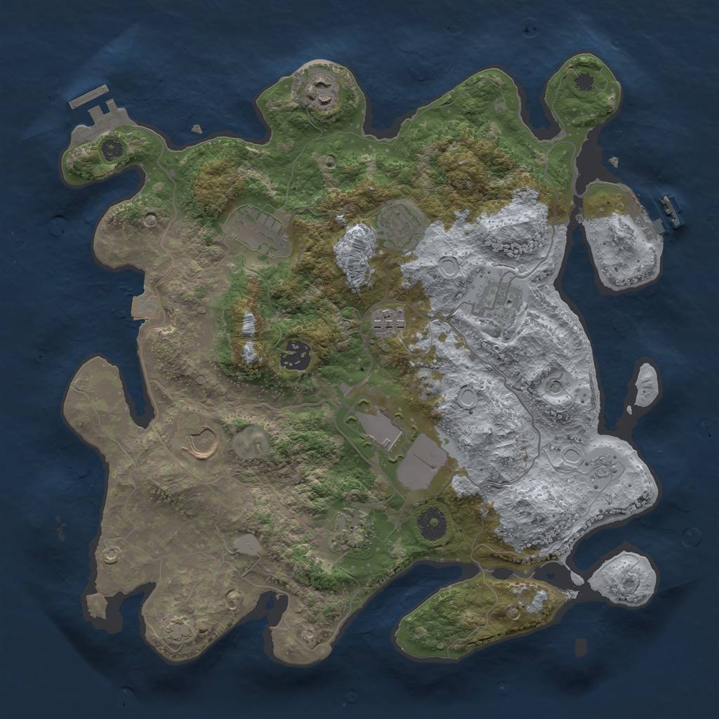 Rust Map: Procedural Map, Size: 3500, Seed: 772320804, 17 Monuments