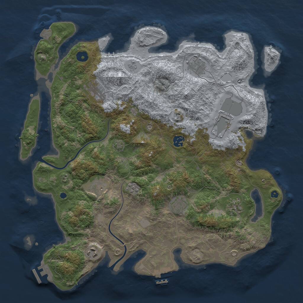 Rust Map: Procedural Map, Size: 3993, Seed: 32334324, 15 Monuments
