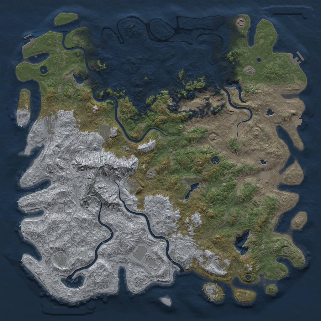 Rust Map: Procedural Map, Size: 6000, Seed: 814229, 17 Monuments