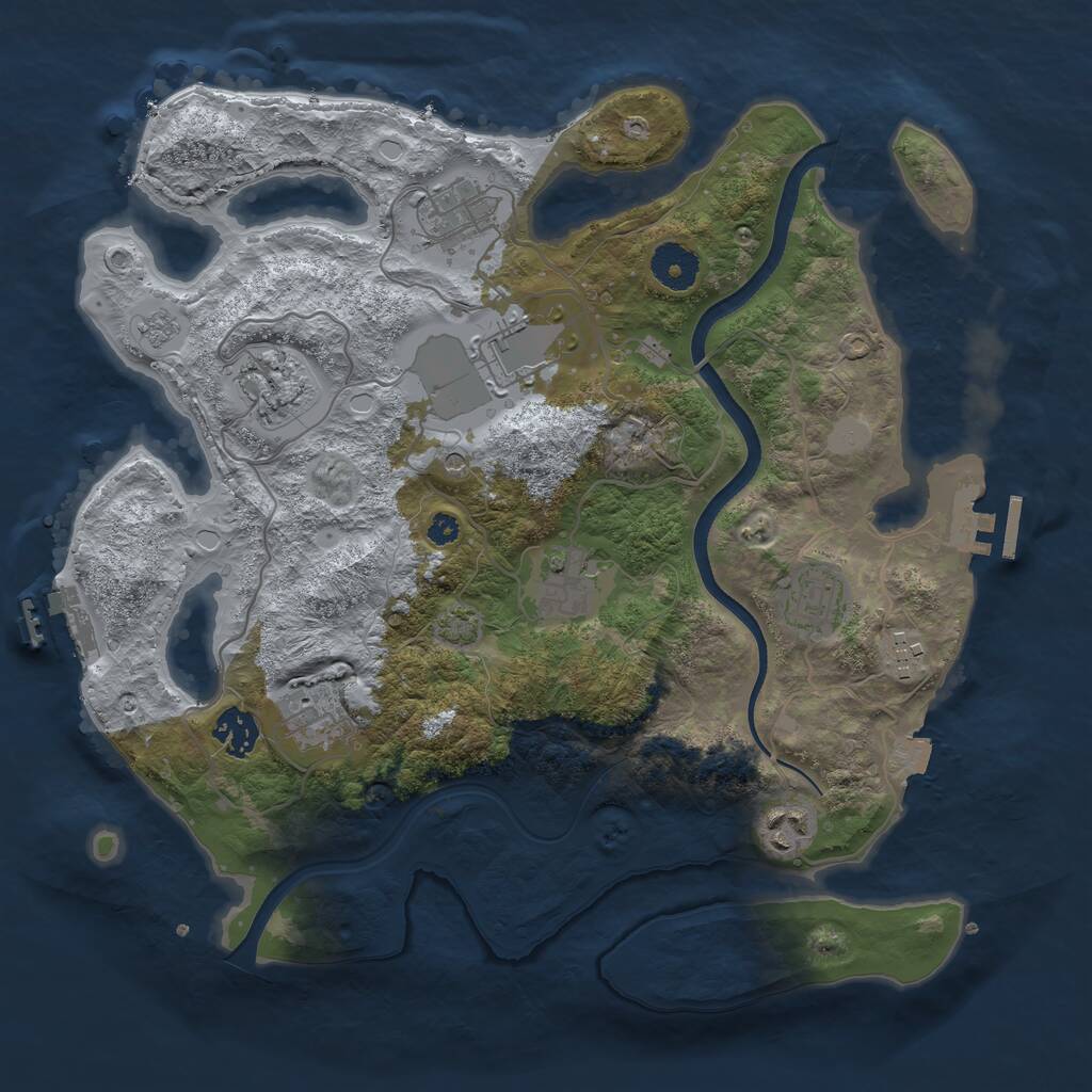Rust Map: Procedural Map, Size: 3500, Seed: 533, 15 Monuments