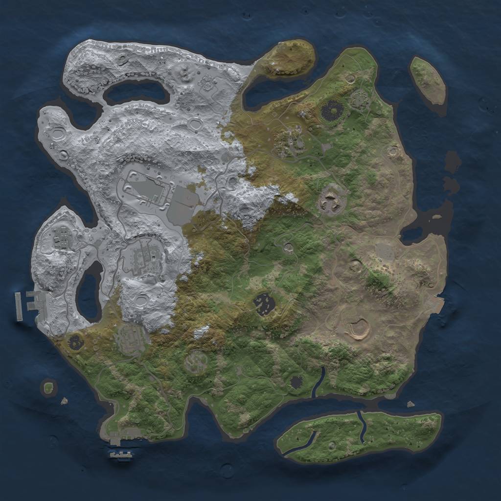 Rust Map: Procedural Map, Size: 3500, Seed: 533, 16 Monuments