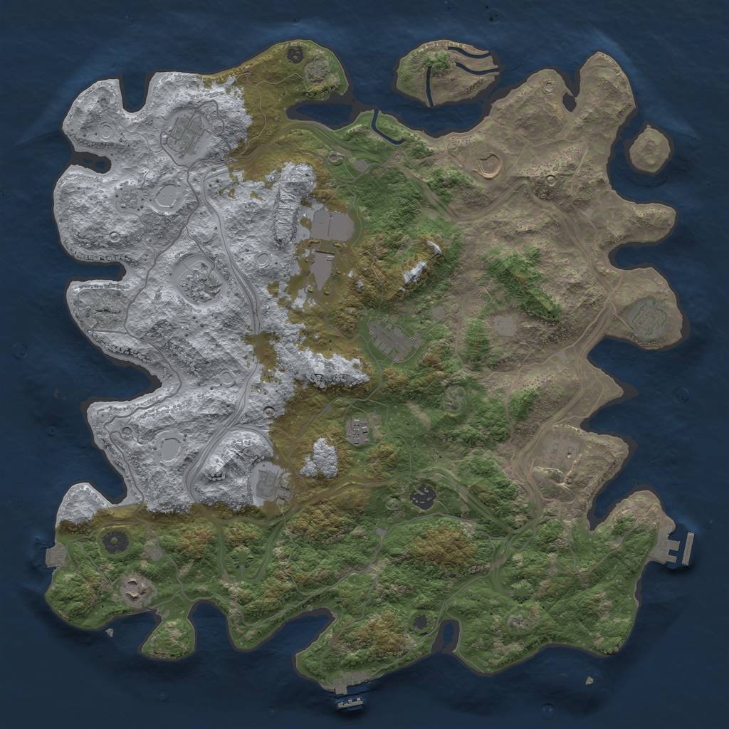Rust Map: Procedural Map, Size: 4500, Seed: 609037860, 19 Monuments